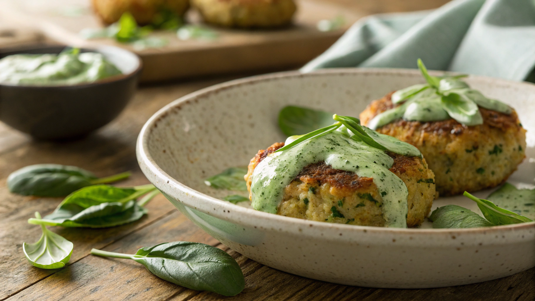 Keto Crab Cakes with Spinach Alfredo Sauce