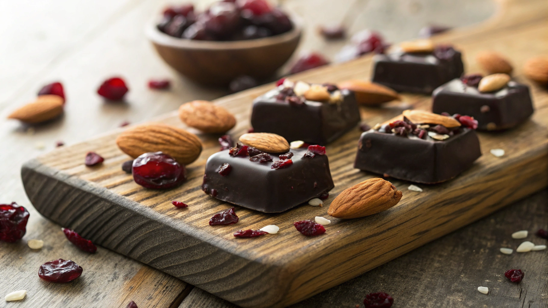 Keto Cranberry and Almond Chocolates