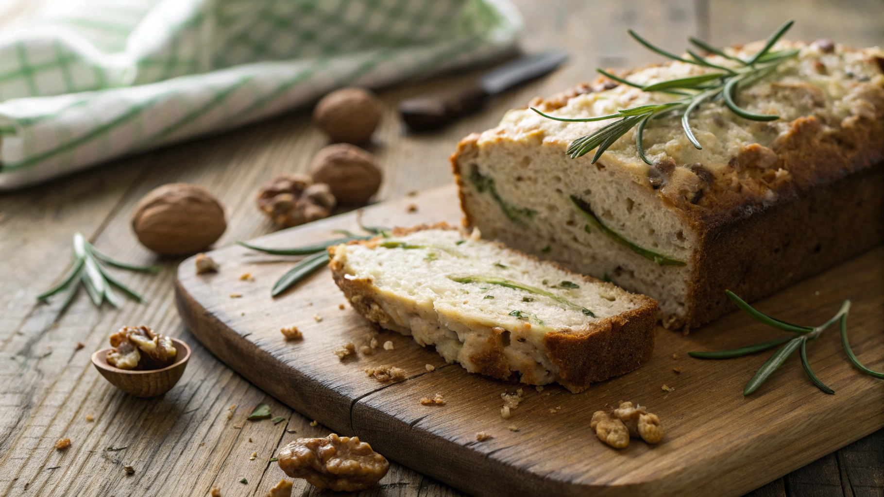 Keto Cream Cheese Zucchini Bread With Walnuts and Rosemary