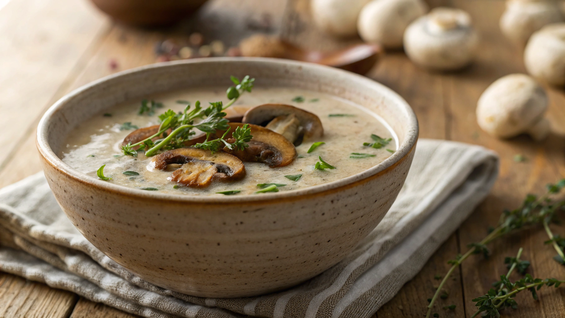 Keto Creamy Celery and Mushroom Soup