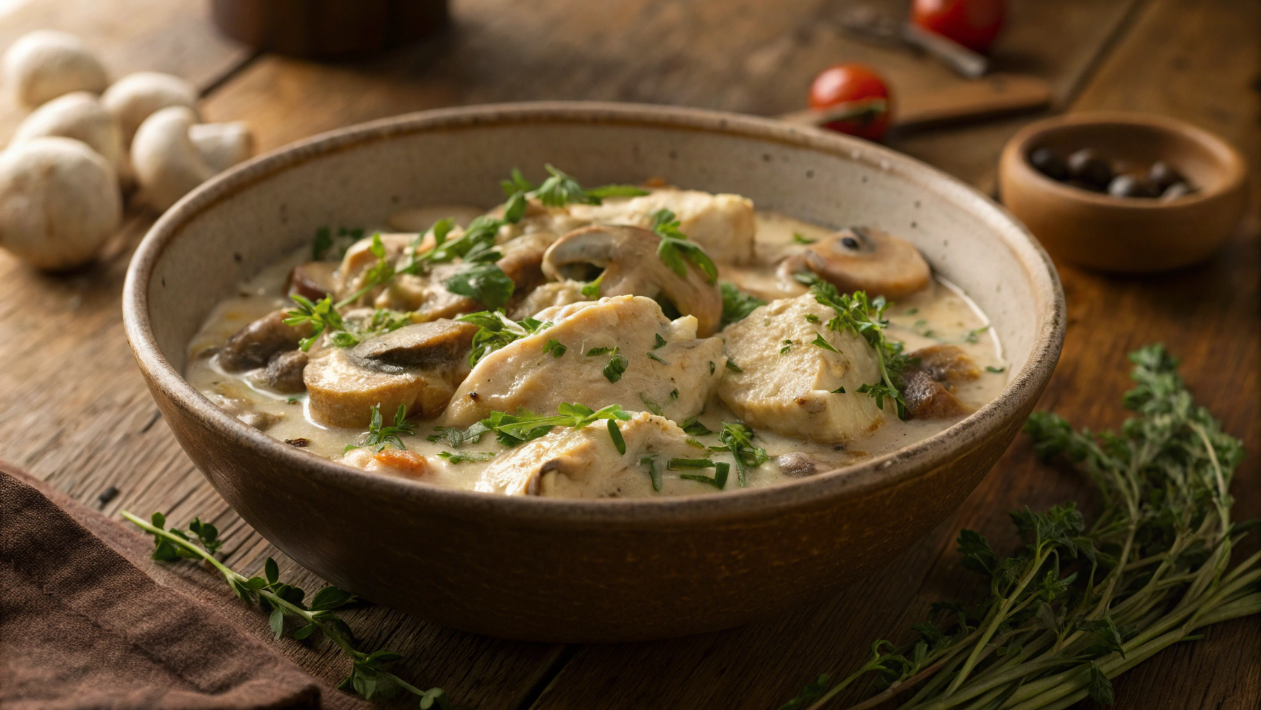 Keto Creamy Mushroom and Leek Crockpot Chicken