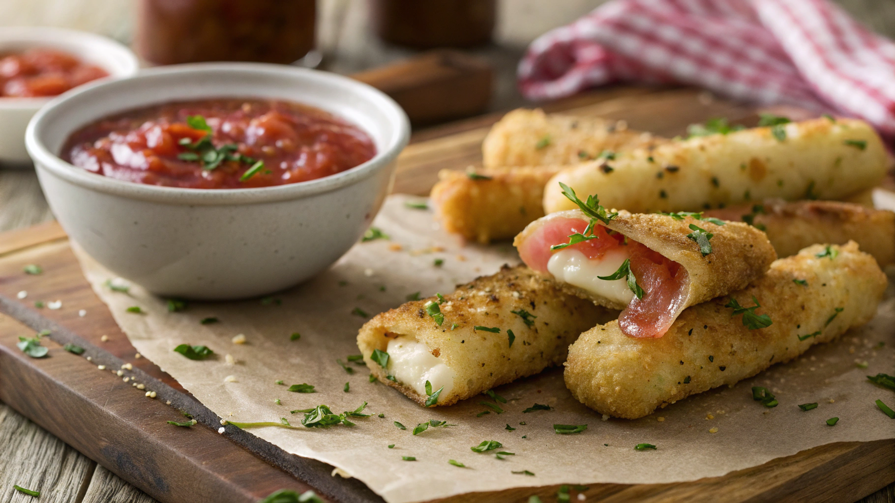 Keto Crispy Prosciutto Mozzarella Sticks