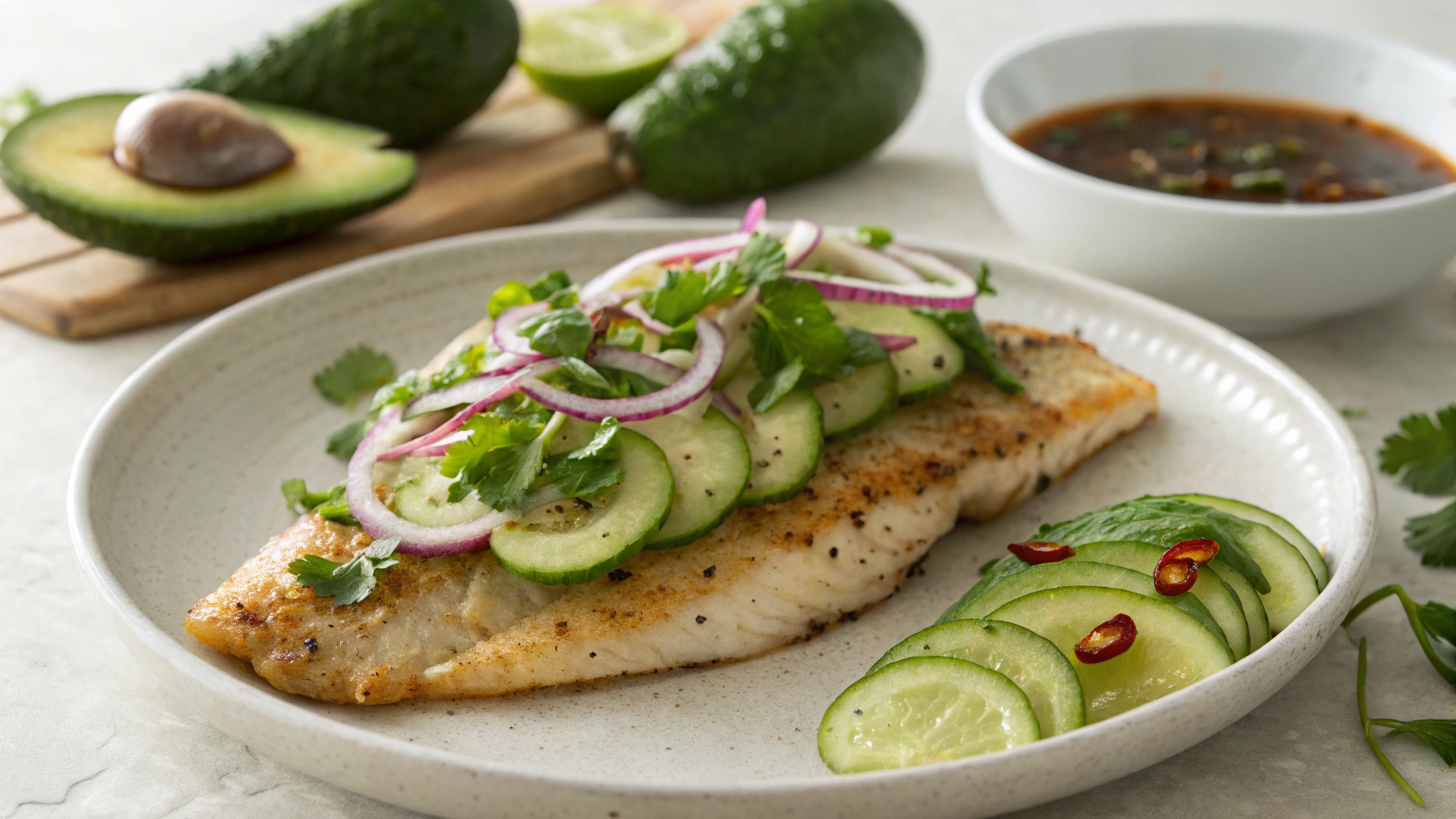 Keto Crispy Swai with Vietnamese Cucumber Salad