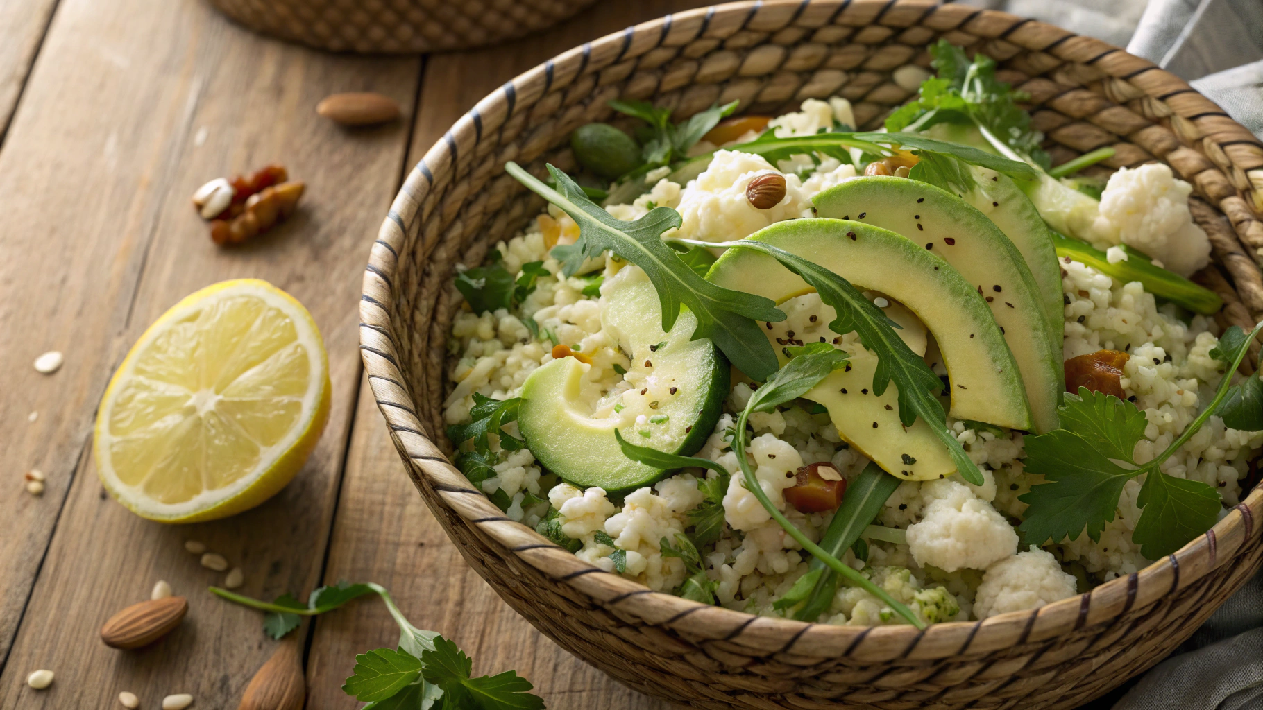 Keto Crunchy Rice Salad (Vegan)