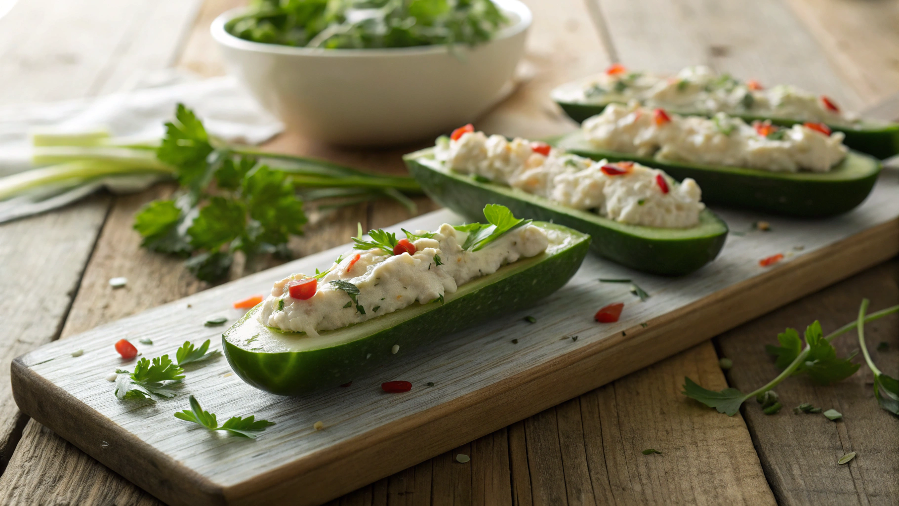 Keto Cucumber and Vegetable Cream Cheese Slices
