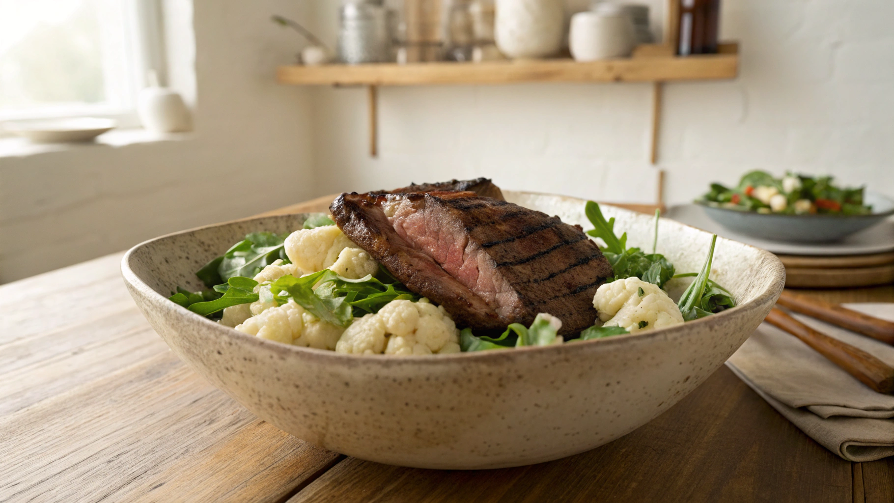 Keto Cumin Flank Steak With Cauliflower Salad