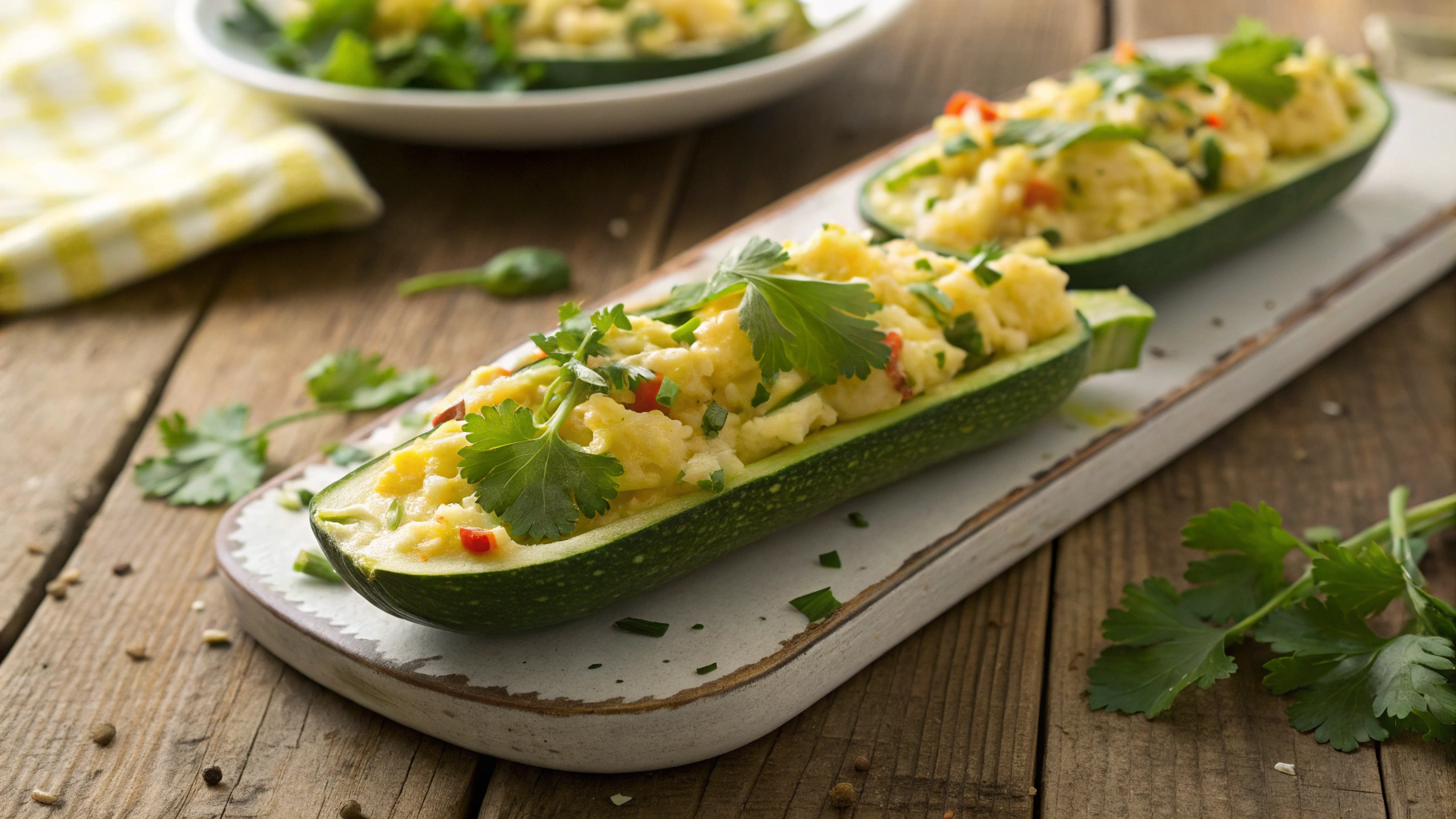 Keto Curried Egg Zucchini Boats