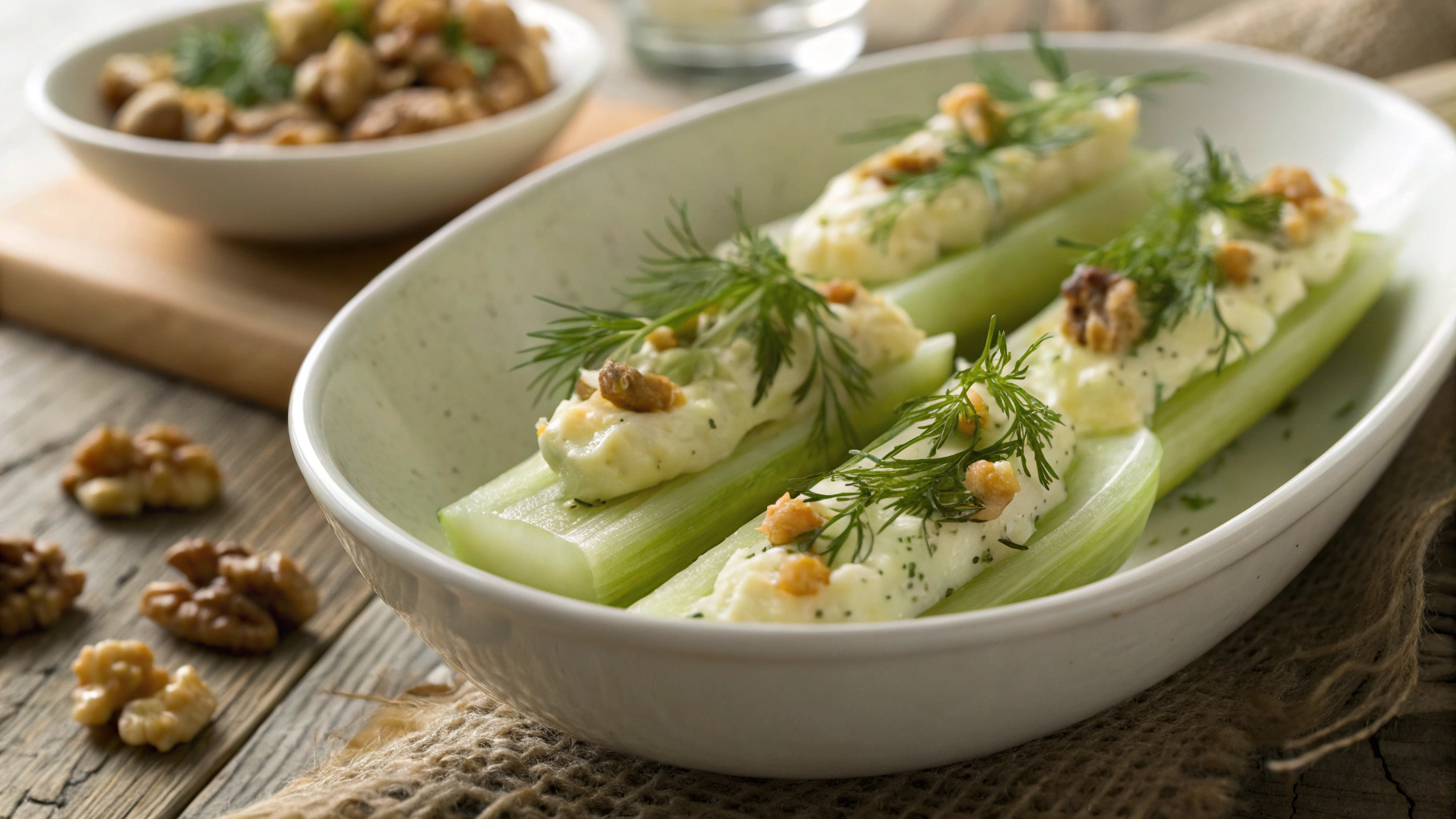 Keto Dill Pickle Egg Mayo Stuffed Celery Stalks