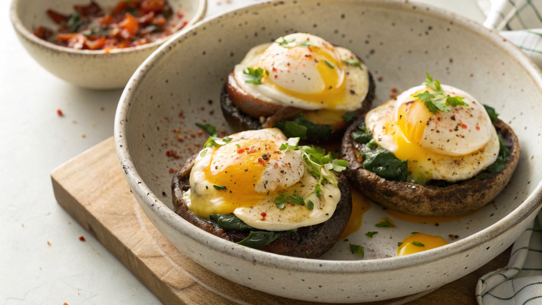Keto Eggs Benedict Over Mushroom Caps