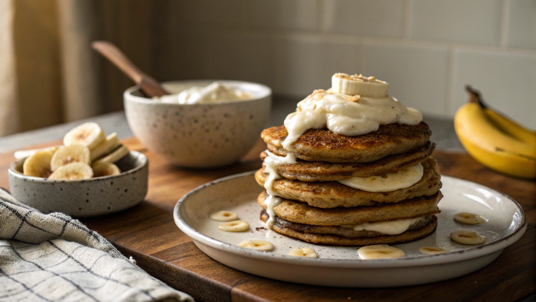 Keto Egg Fast Banana Pancakes w Cream Cheese Icing