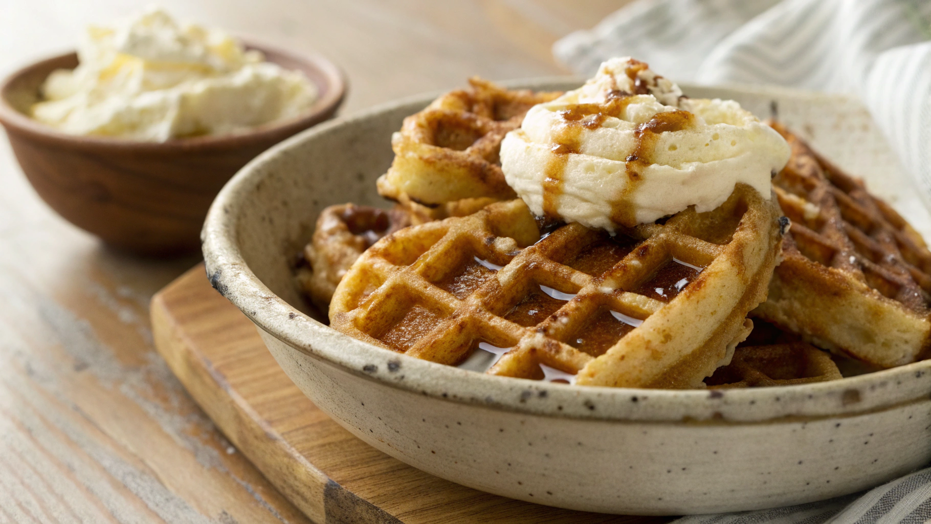 Keto Egg Fast Sweet Chaffle w Whipped Butter