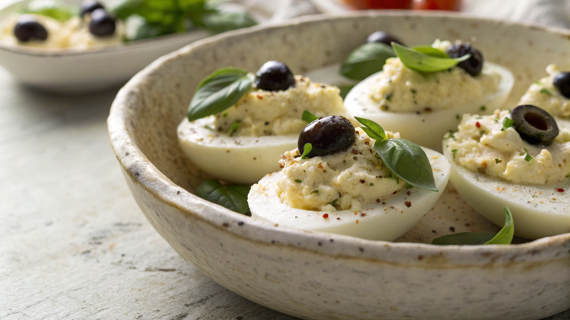 Keto Feta and Olive Deviled Eggs