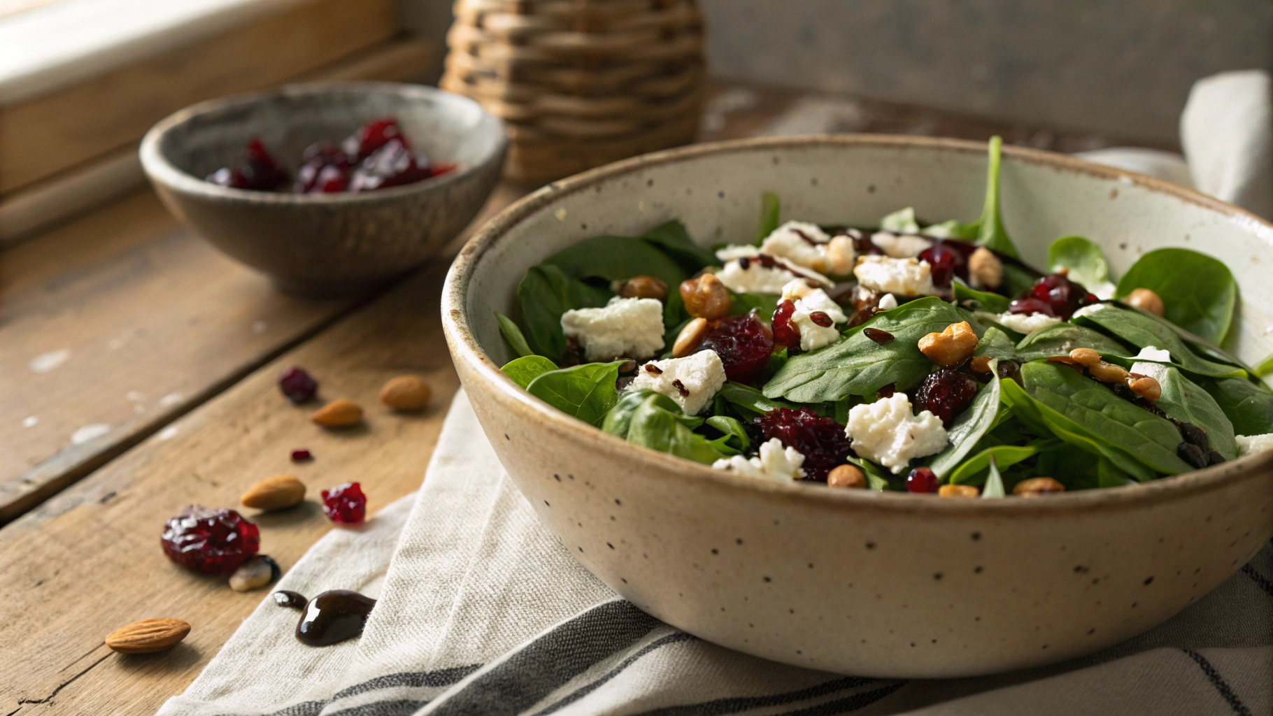 Keto Feta, Cranberry and Pine Nut Salad