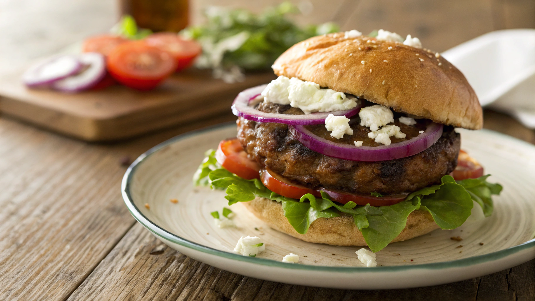Keto Feta Stuffed Italian Sausage Burgers