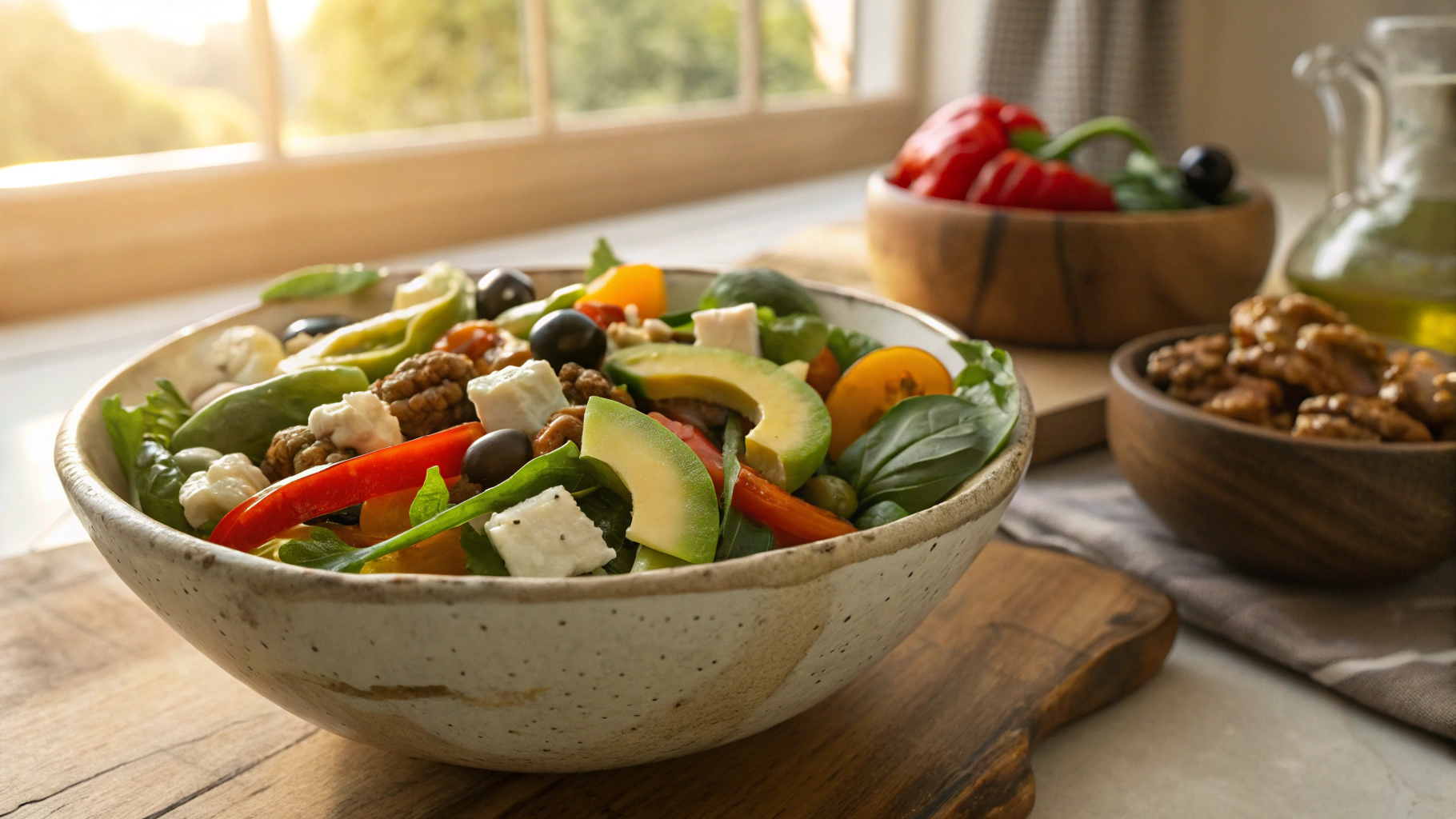 Low Carb Feta, Walnut and Red Pepper Salad