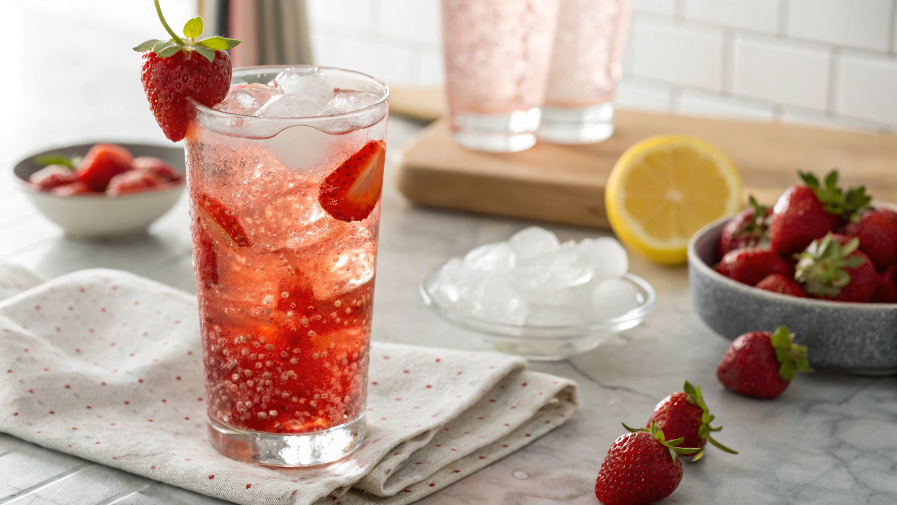 Keto Fizzy Strawberry Lemonade Cooler