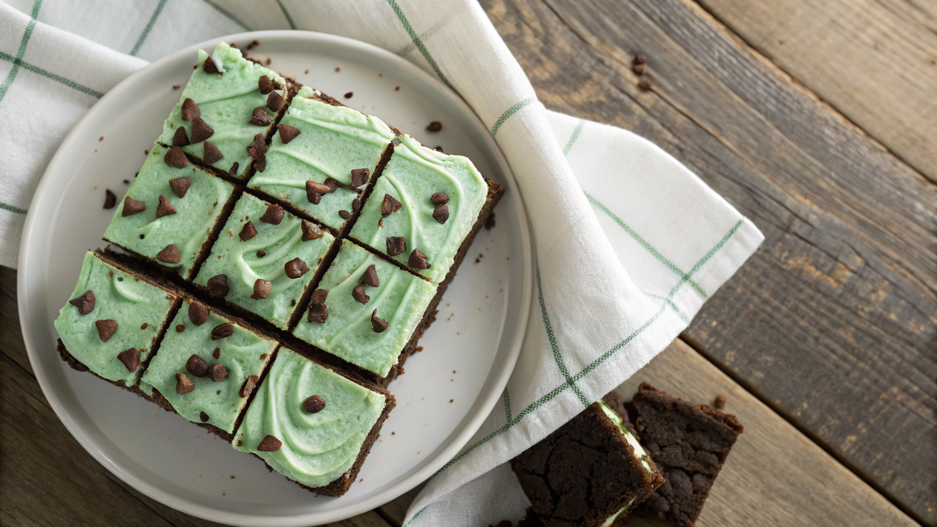 Keto Frosted Mint Chip Brownies