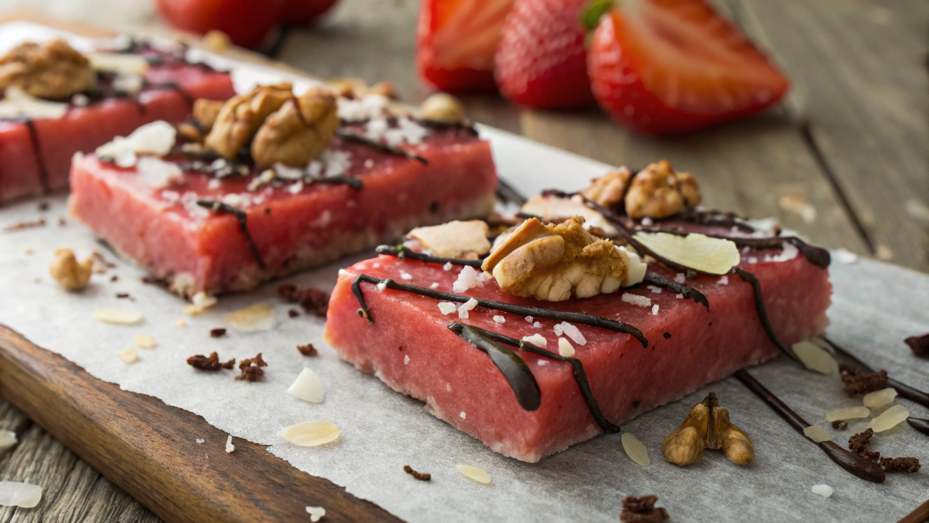Keto Frozen Strawberry Chocolate Slice