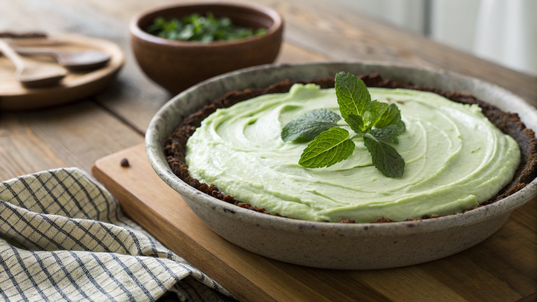 Keto Frozen Vanilla Mint Avocado Pie