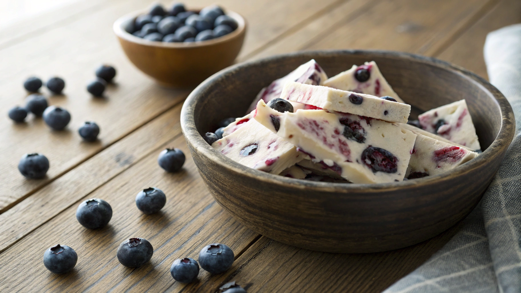 Keto Frozen Yogurt Blueberry Bark