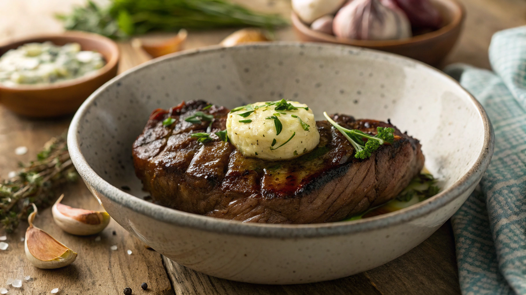 Keto Garlic and Herb Steak Easter Dinner