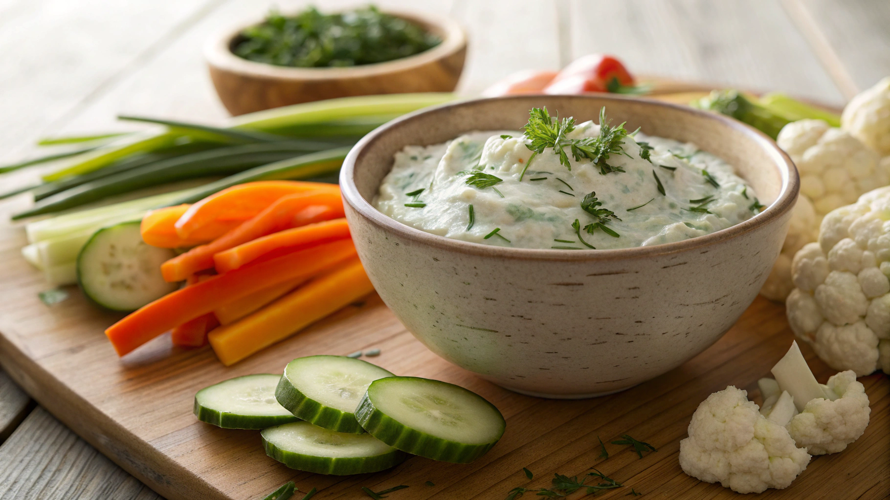 Keto Garlic Chive Cucumber Dip