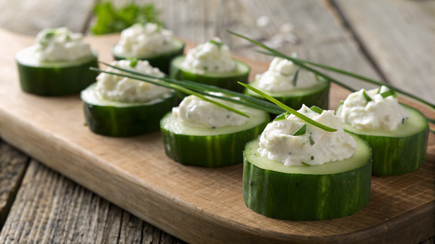 Keto Garlic Chive Cucumber Finger Sandwiches
