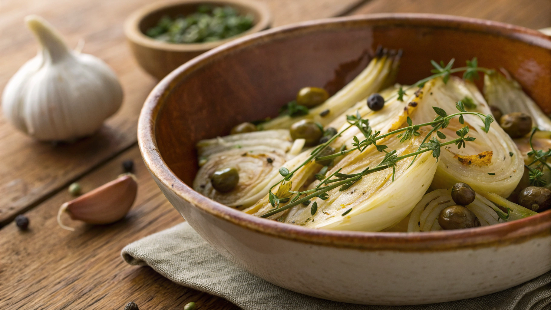 Keto Garlic Roasted Fennel With Capers