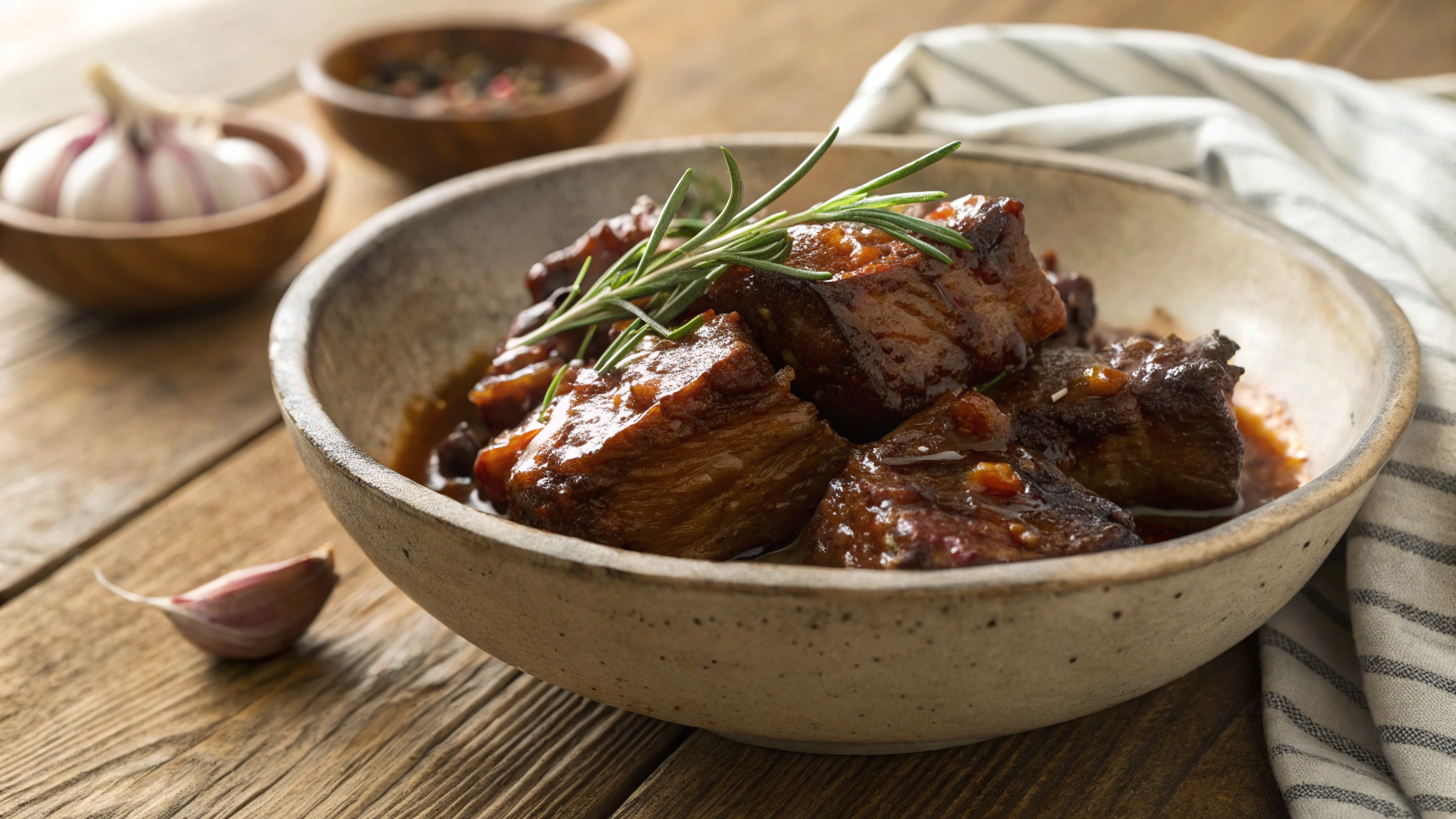 Keto Garlic Wine-Braised Pork Ribs