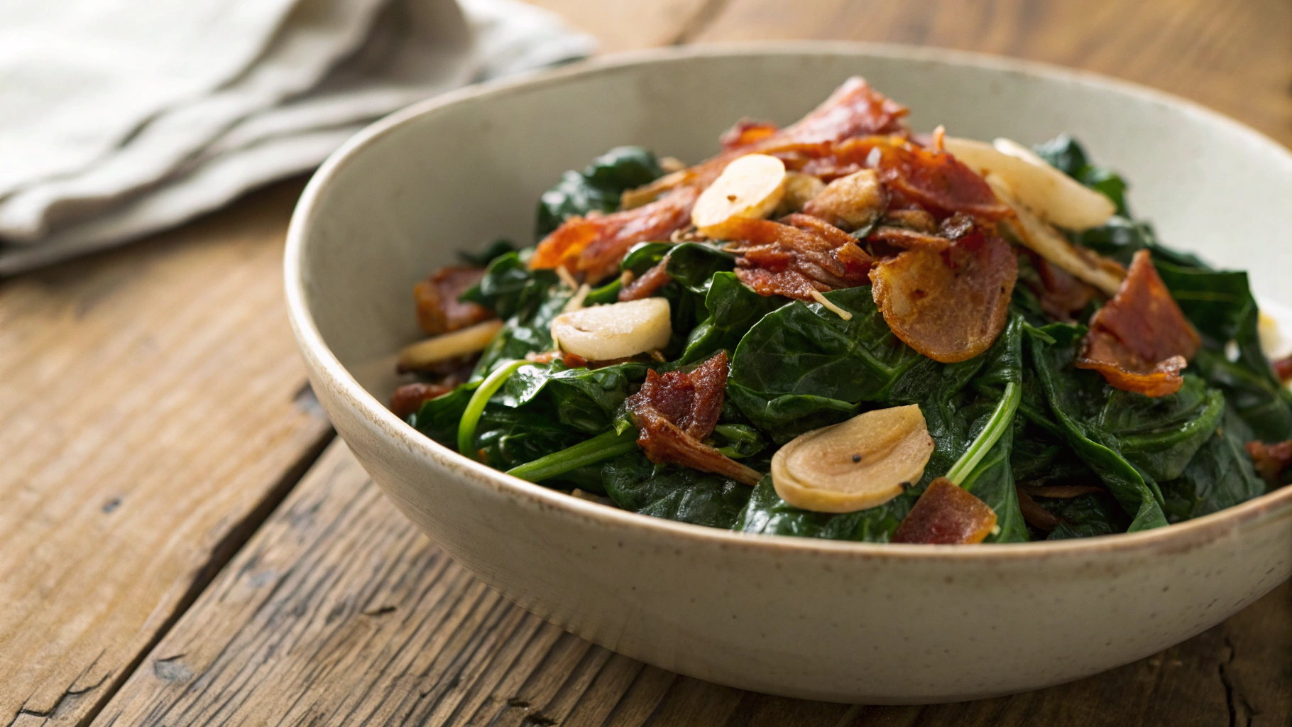Keto Garlicky Swiss Chard with Spicy Capocollo