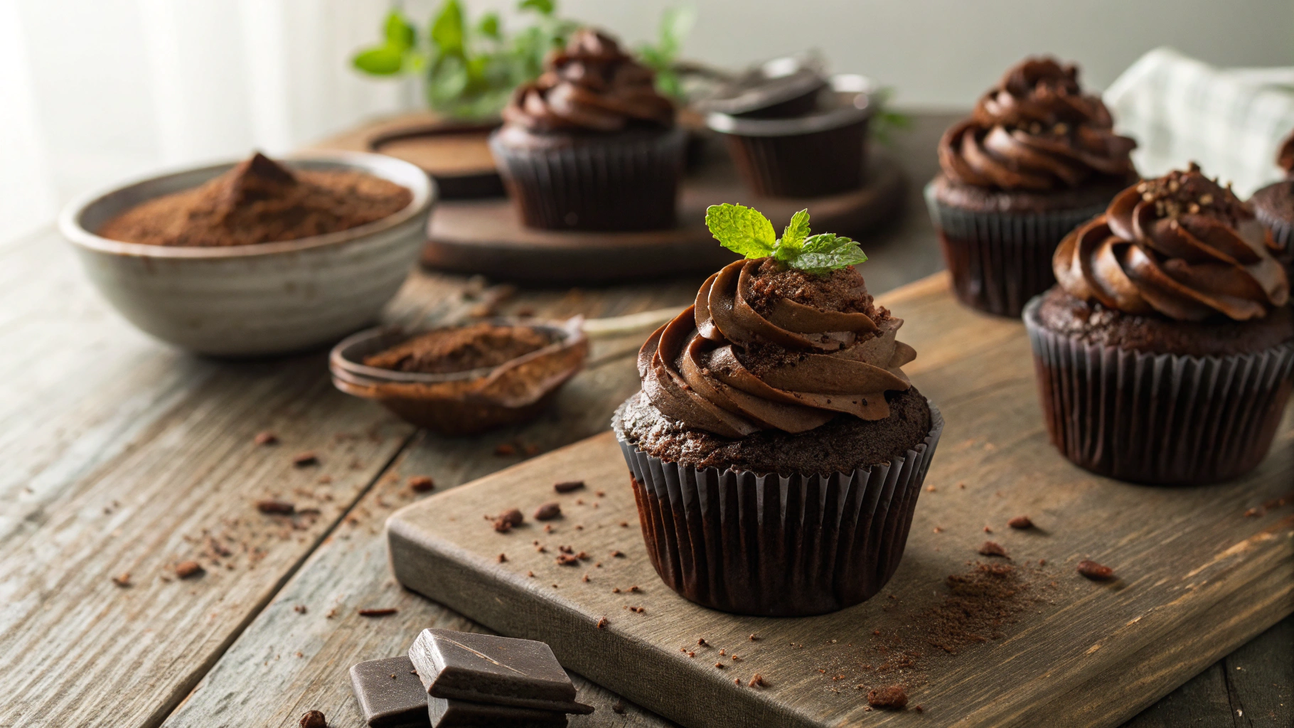 Keto Gluten-Free Chocolate Cupcakes with Frosting