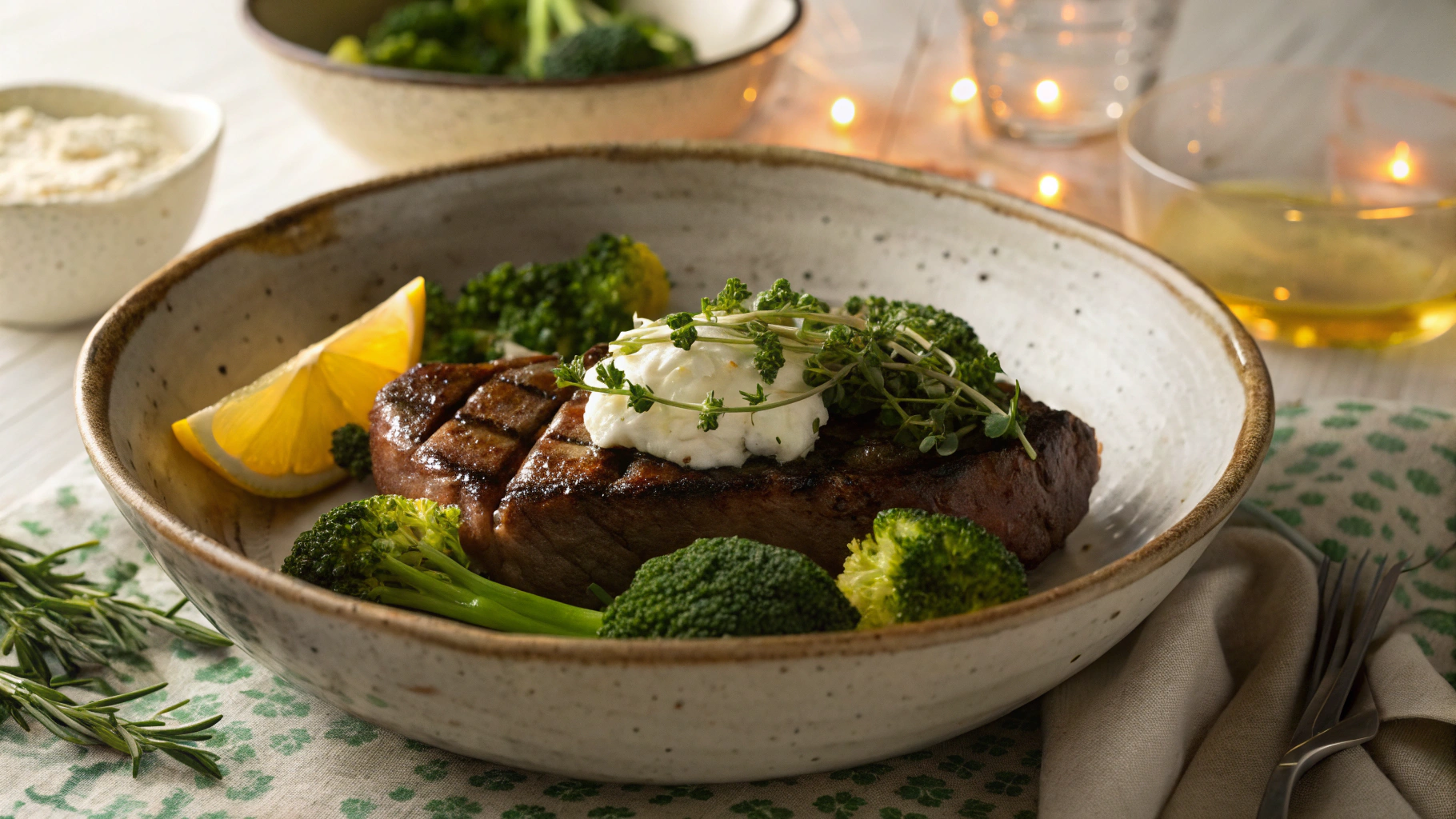 Keto Goat Cheese, Broccoli, and Steak Skillet