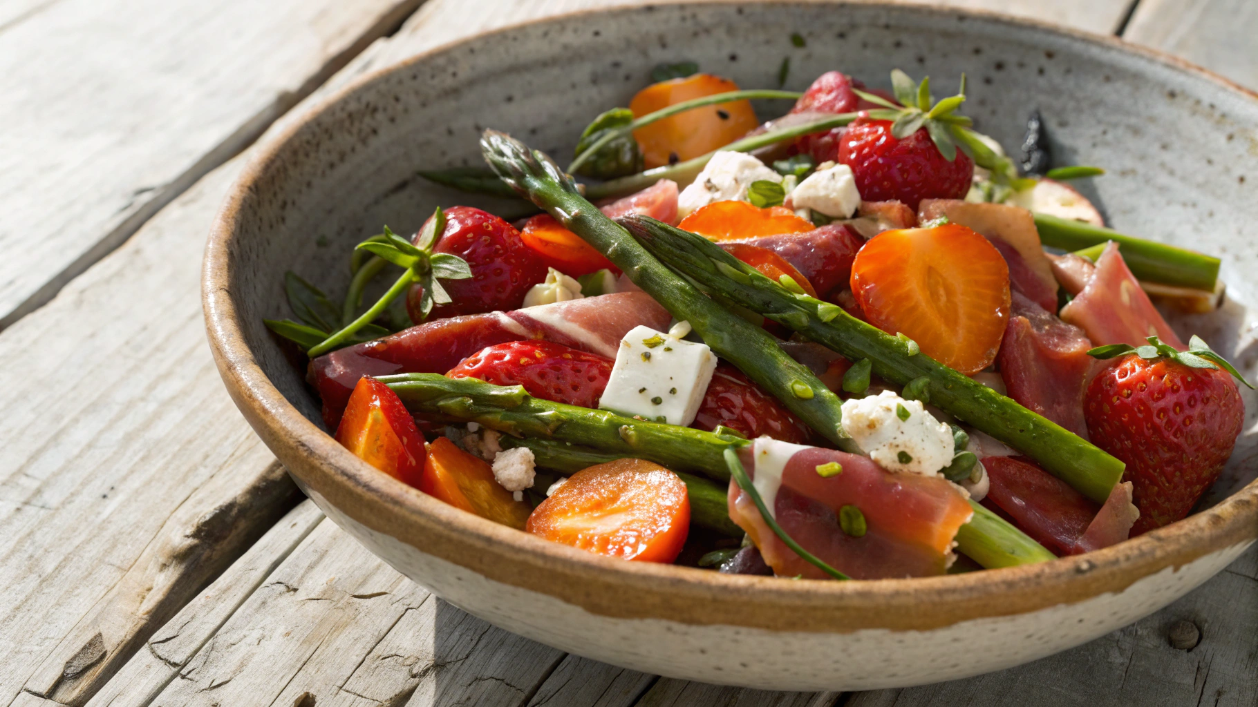 Keto Goats Cheese, Asparagus And Serrano Salad