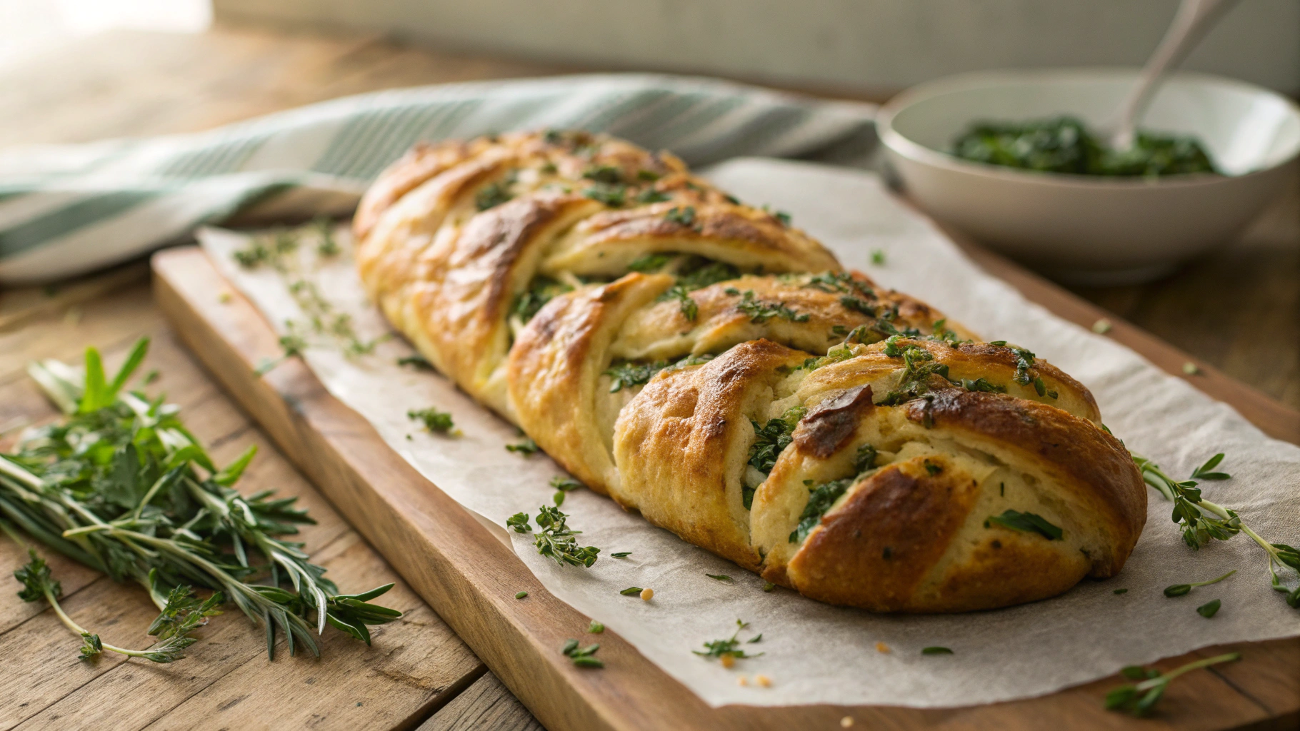 Keto Gouda Spinach Bread Braid