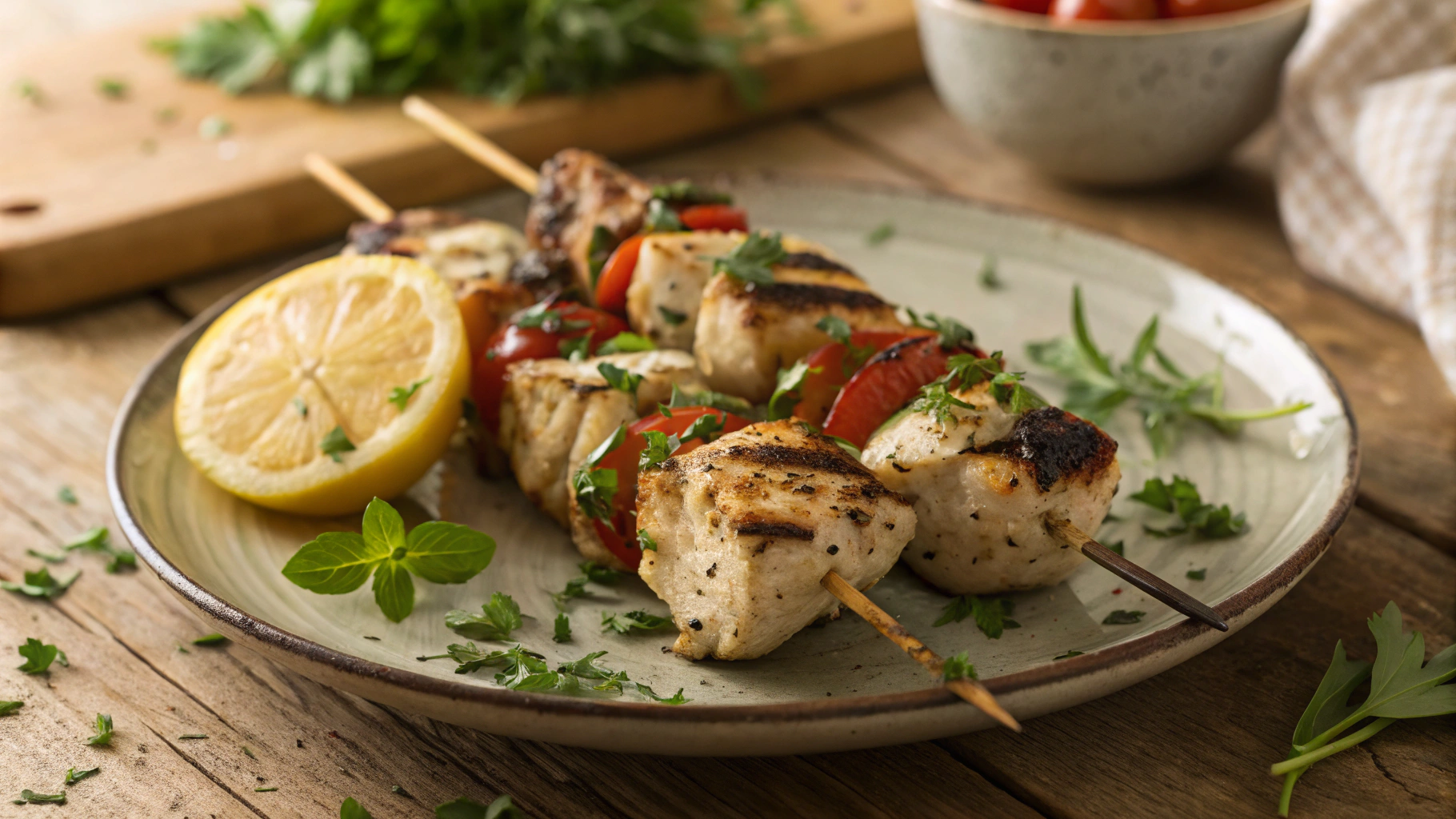Low Carb Greek Chicken Kebabs