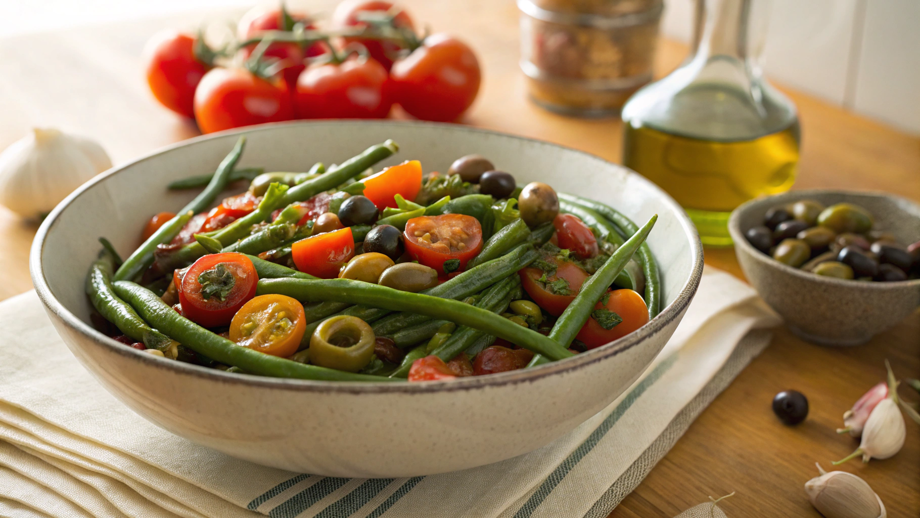 Keto Green Beans With Tomato, Olives And Capers