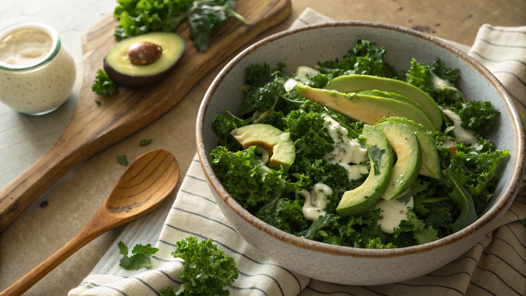 Keto Green Goddess Kale Salad