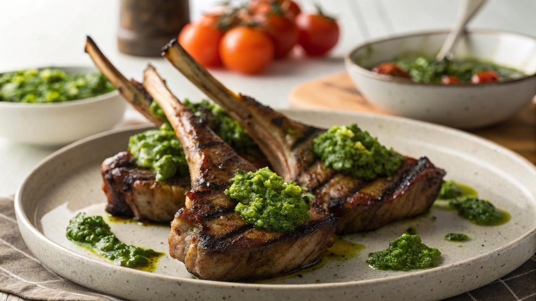 Keto Griddled Lamb Chops And Salsa Verde