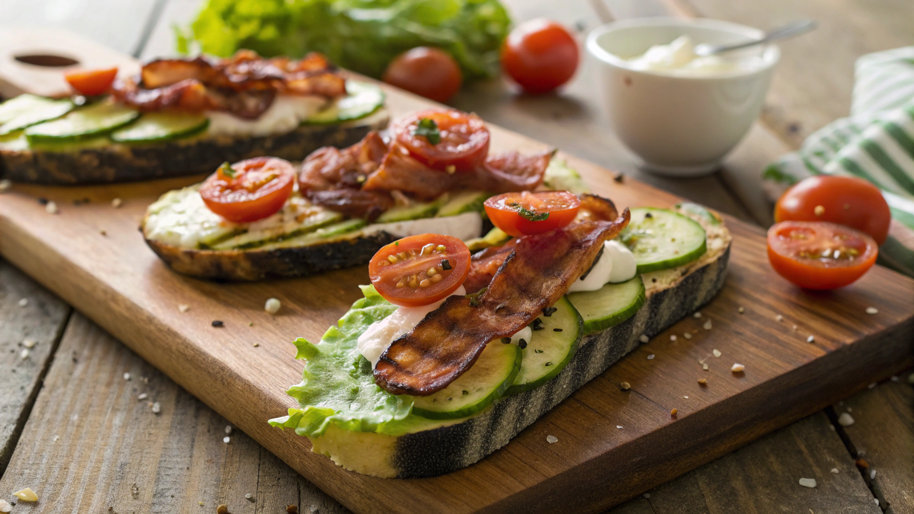 Keto Griddled Zucchini BLT Open Sandwich