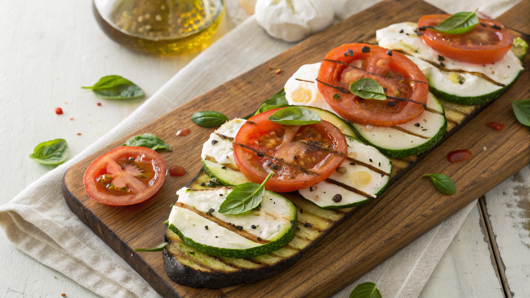 Low Carb Griddled Zucchini Caprese Open Sandwich