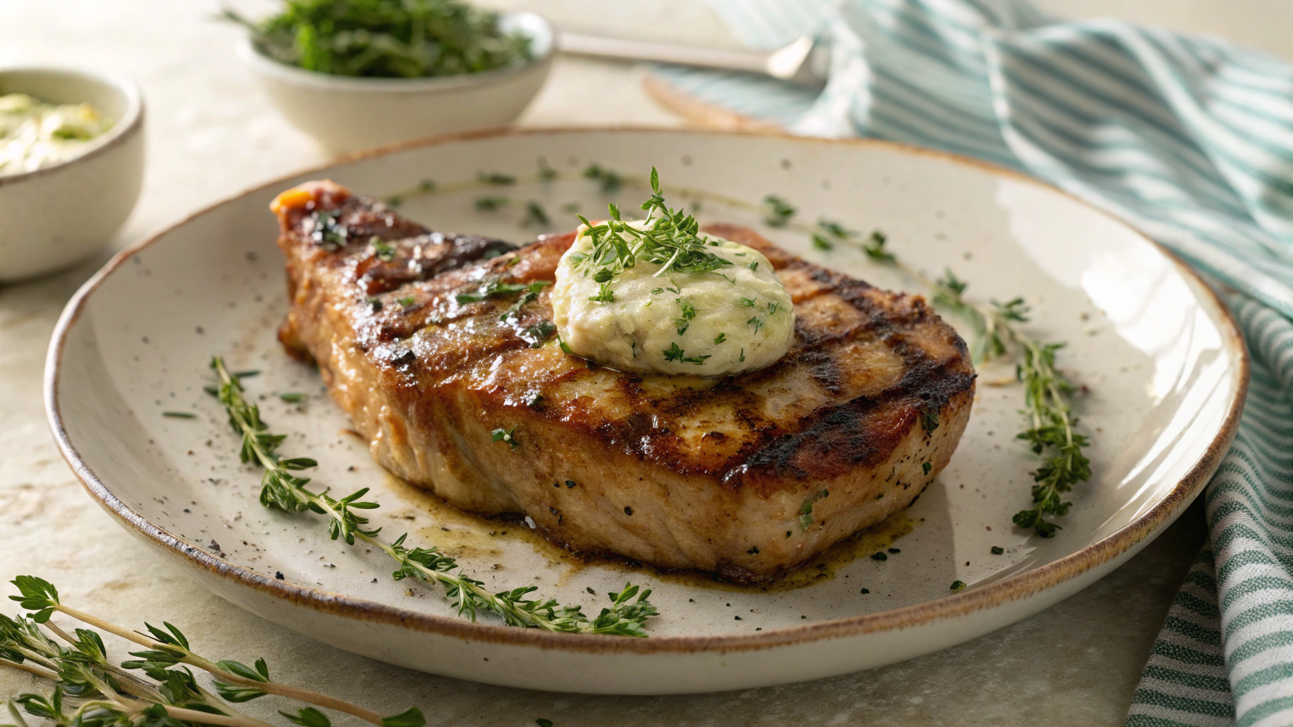 Keto Grilled Pork Chops with Compound Butter