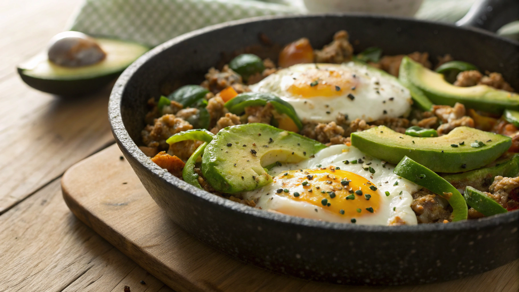 Keto Ground Chicken and Egg Skillet