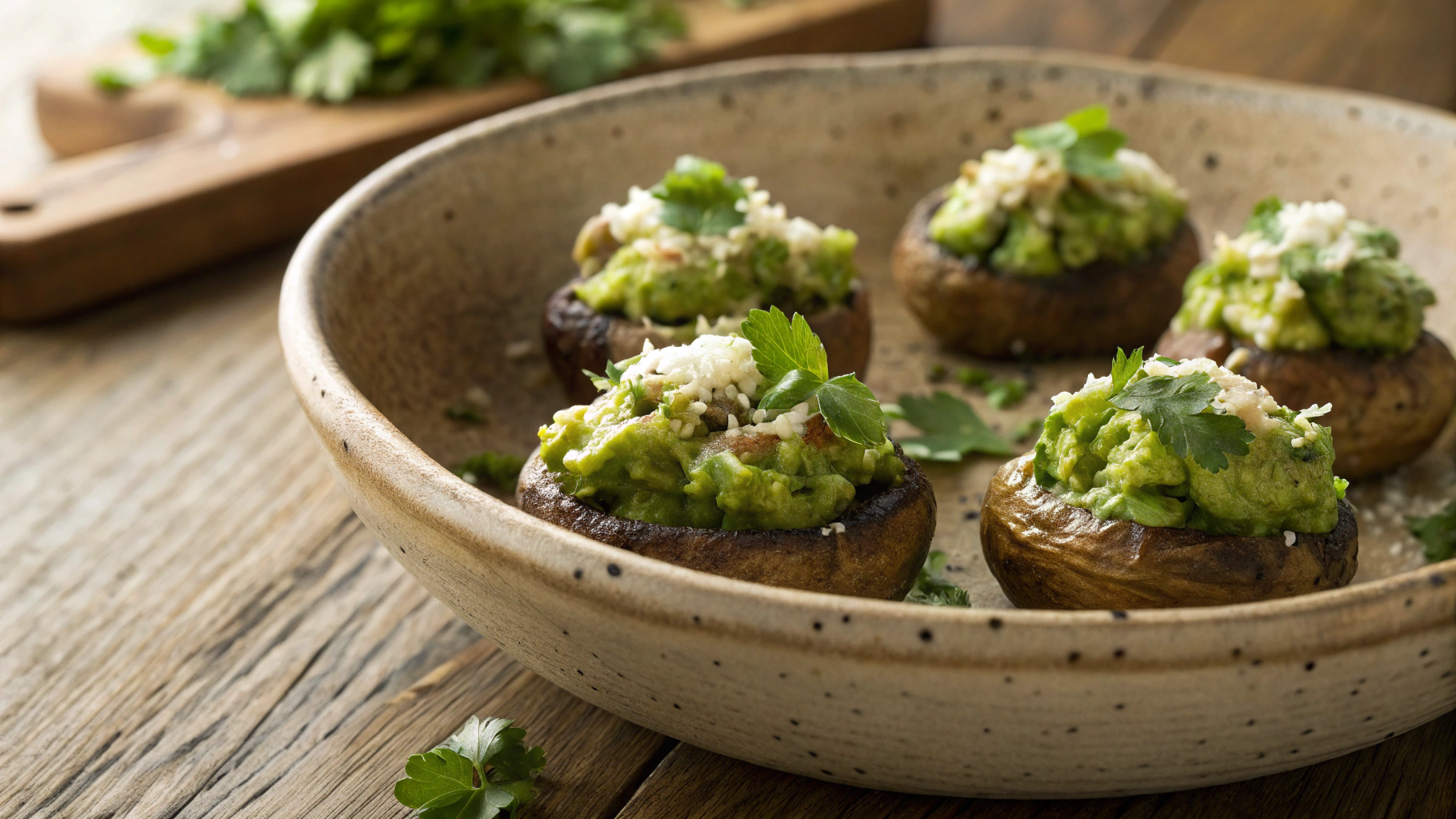 Keto Guacamole Stuffed Mushroom Snack Bites