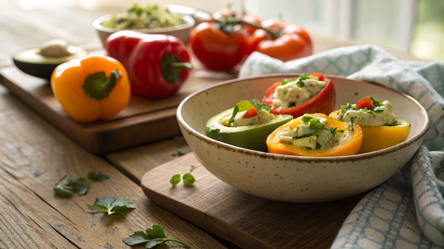 Keto Guacamole Stuffed Peppers