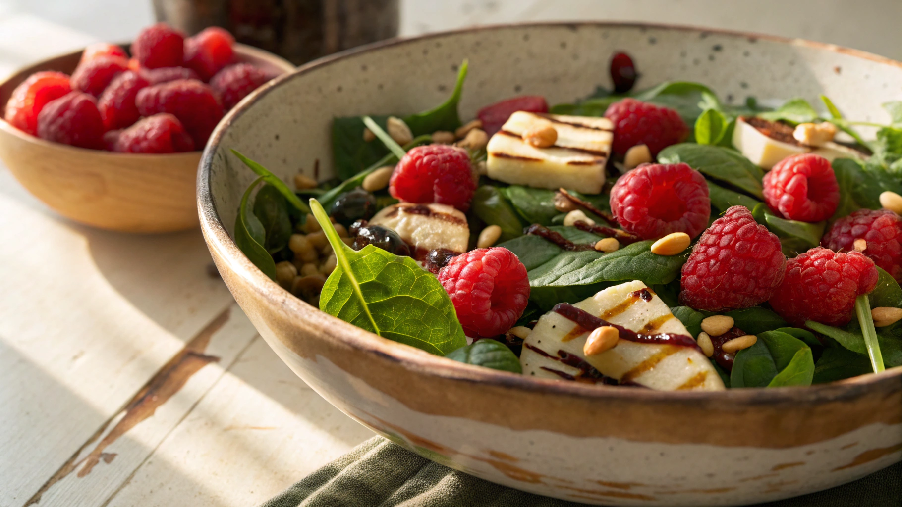Keto Halloumi and Raspberry Salad