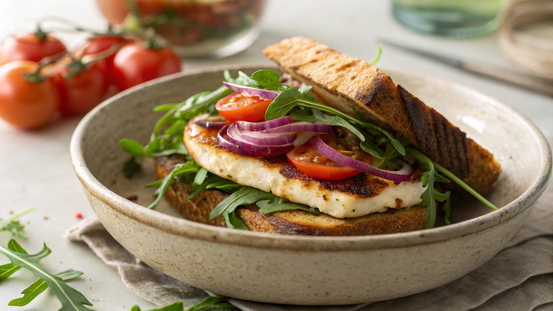 Keto Halloumi Salad Sandwich