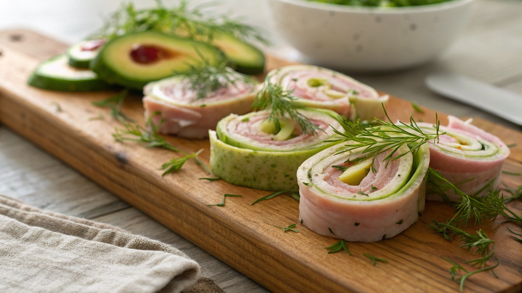 Keto Ham And Avocado Pinwheels