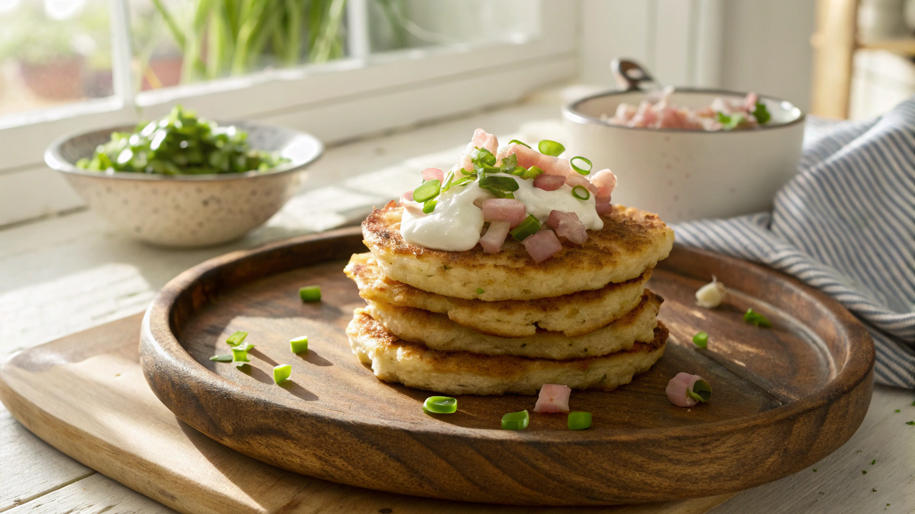 Keto Ham Scallion Potato Pancakes