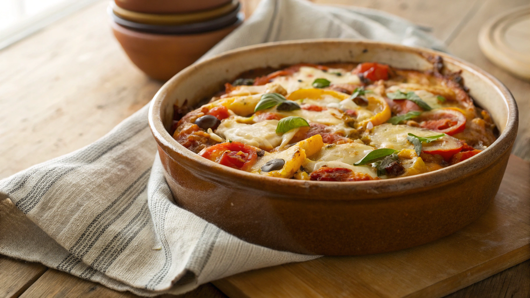 Keto Hamburger Pepperoni Mushroom Pepper Olive Crockpot Pizza