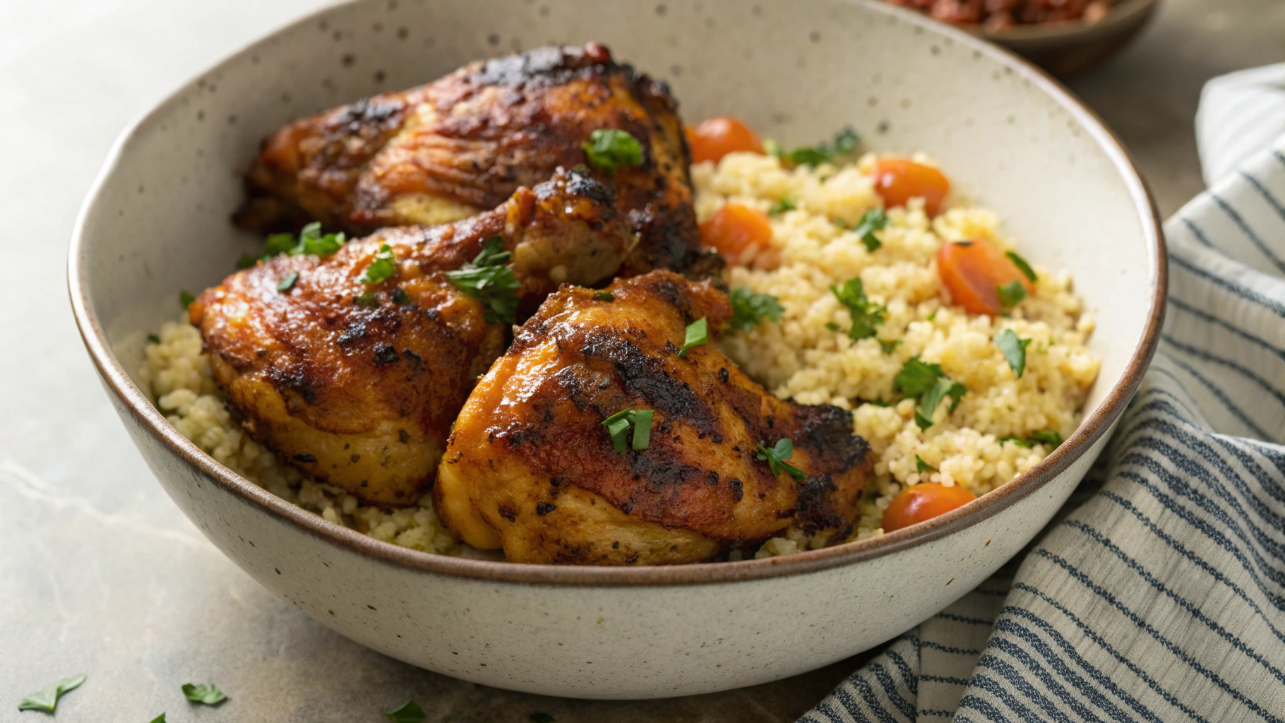 Keto Harissa Roasted Chicken Thighs